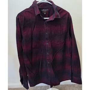 Marc Anthony Red Black Slim Fit Button Up Casual Men's Shirt Size Large